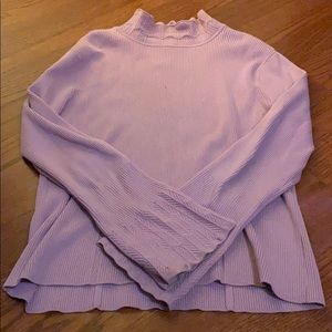 muted pink mock turtle neck ribbed sweater